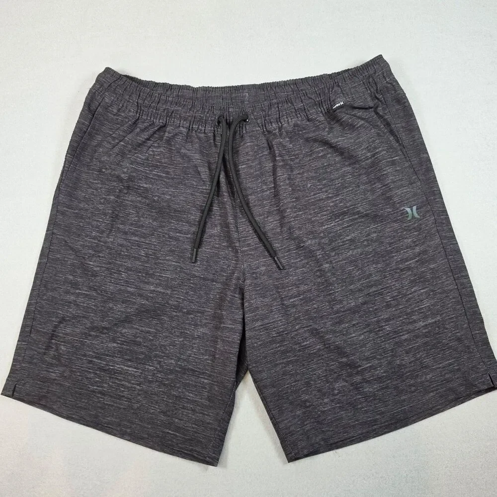 Hurley Men’s Shorts Size L Gray Heather Athletic Casual Drawstring Pre-Owned